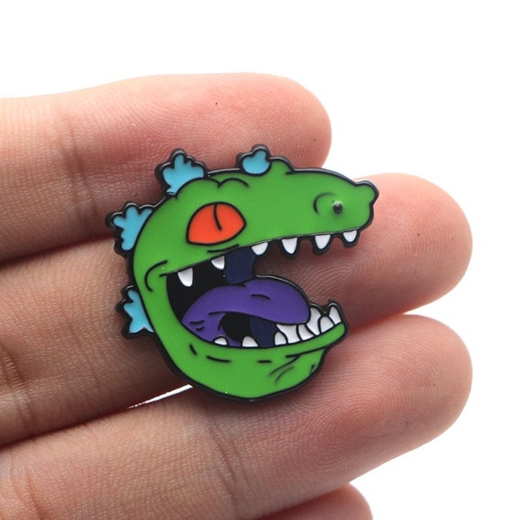 Rugrats Reptar Head Dinosaur Nickelodeon Cartoon 90s Metal Enamel Pin Brooch - Picture 2 of 5